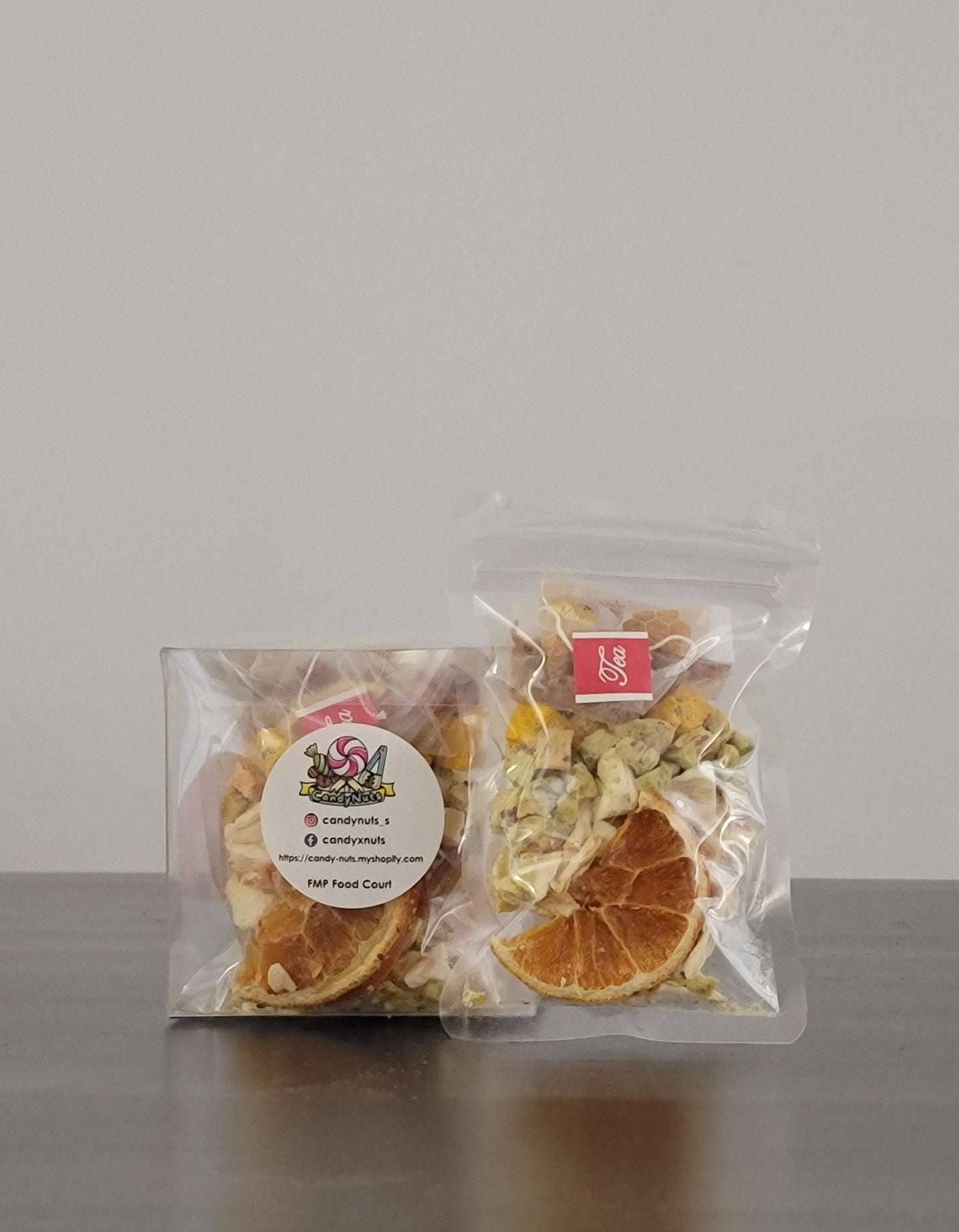 Caffeine Free Freeze Dried Kiwi Pineapple & Orange Tea with Canadian Honey Option.